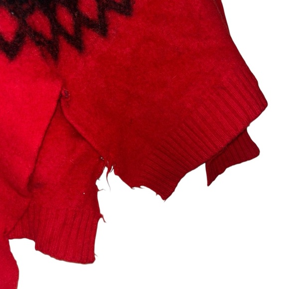 Izod red 100% Shetland wool poncho sweater medium m - Picture 5 of 7